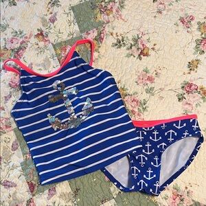 Cat & Jack Blue and Pink Striped Anchor Bikini